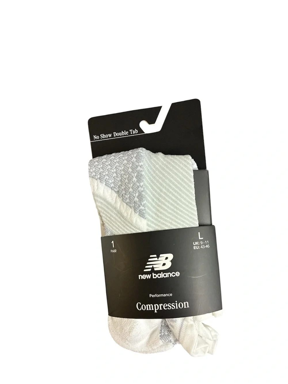 New Balance Men’s No-Show double tab Compression Socks Light Gray/White Large